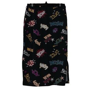 NEW Side Slit Midi Bodycon Graphic Skirt Split Thigh